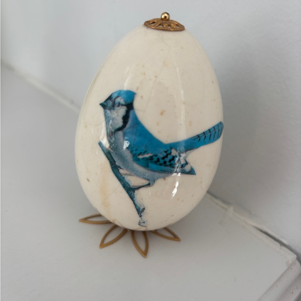Vintage Blue Bird Decorative Egg